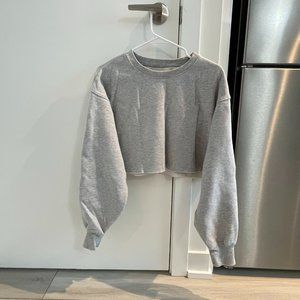 TNA Boyfriend Cropped Sweatshirt (Grey, Size 2)